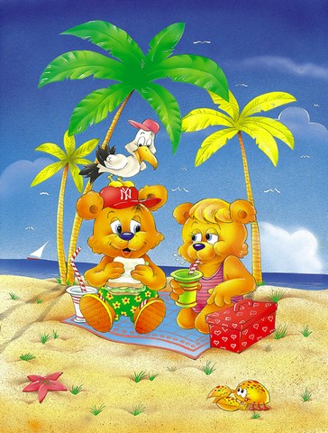 Teddy Bears Picnic on the Beach Flag Garden Size