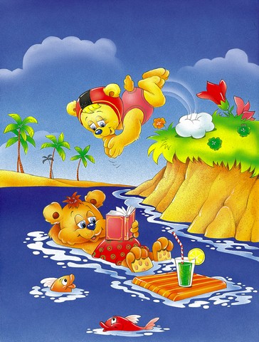 Teddy Bears Swimming & Diving Flag Canvas House Size