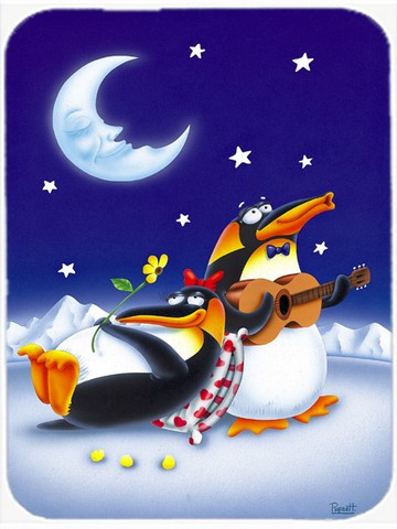 Picture of Carolines Treasures APH0243LCB Music Under the Moon Penguins Glass Cutting Board, Large