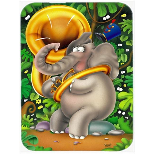 Carolines Treasures APH0248LCB Elephant Playing the Tuba Glass Cutting Board ...
