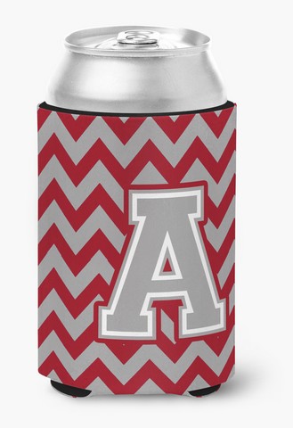 Picture of Carolines Treasures CJ1043-ACC Letter A Chevron Crimson & Grey Can or Bottle Hugger
