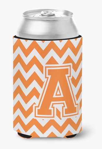 Picture of Carolines Treasures CJ1046-ACC Letter A Chevron Orange & White Can or Bottle Hugger