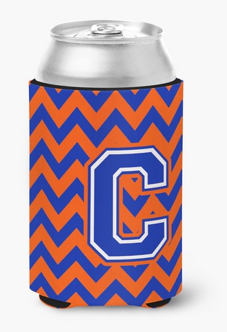 Letter C Chevron Orange & Blue Can or Bottle Hugger, 0.25 x 4 x 5.5 in.