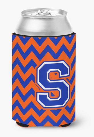 Letter S Chevron Orange & Blue Can or Bottle Hugger, 0.25 x 4 x 5.5 in.