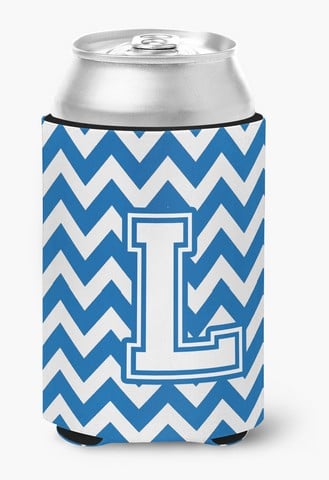 Picture of Carolines Treasures CJ1045-LCC Letter L Chevron Blue & White Can or Bottle Hugger, 0.25 x 4 x 5.5 in.