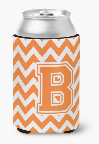 Letter B Chevron Orange & White Can or Bottle Hugger