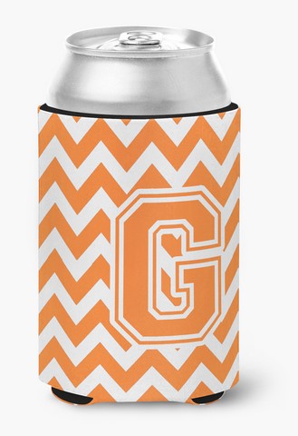 Letter G Chevron Orange & White Can or Bottle Hugger