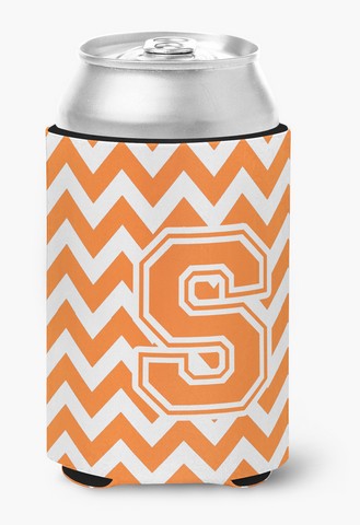 CJ1046-SCC Letter S Chevron Orange & White Can or Bottle Hugger