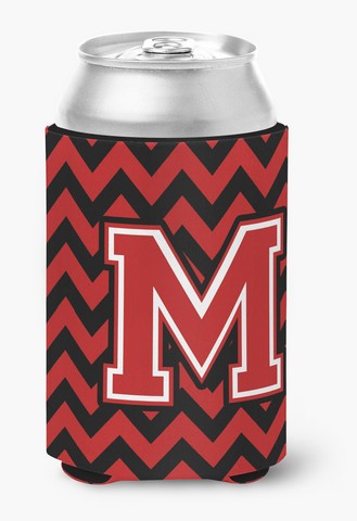 Letter M Chevron Black & Red Can or Bottle Hugger