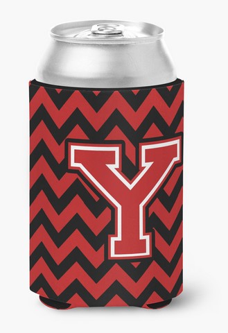 CJ1047-YCC Letter Y Chevron Black & Red Can or Bottle Hugger