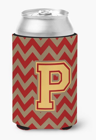 Letter P Chevron Garnet & Gold Can or Bottle Hugger
