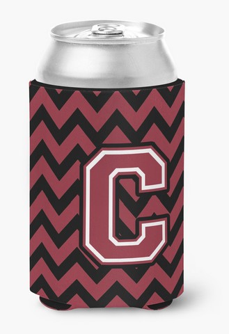 CJ1052-CCC Letter C Chevron Garnet & Black Can or Bottle Hugger