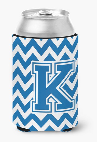 Letter K Chevron Blue & White Can or Bottle Hugger, 0.25 x 4 x 5.5 in.