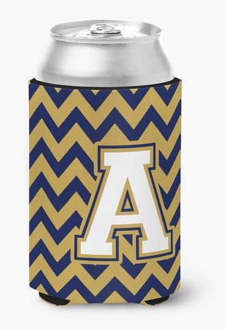 Letter A Chevron Navy Blue & Gold Can or Bottle Hugger