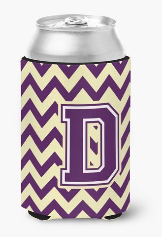 Picture of Carolines Treasures CJ1058-DCC Letter D Chevron Purple & Gold Can or Bottle Hugger, 0.25 x 4 x 5.5 in.