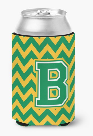 Letter B Chevron Green & Gold Can or Bottle Hugger