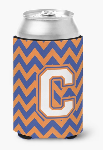 Letter C Chevron Blue & Orange No.3 Can or Bottle Hugger