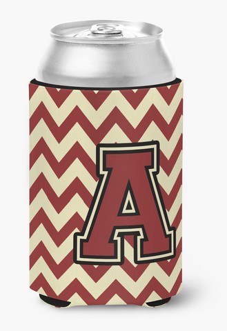 Letter A Chevron Maroon & Gold Can or Bottle Hugger