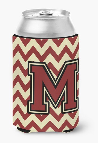 Letter M Chevron Maroon & Gold Can or Bottle Hugger