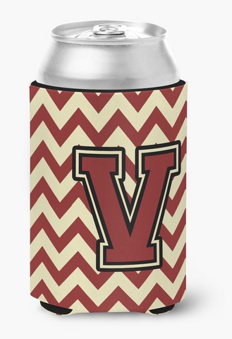Letter V Chevron Maroon & Gold Can or Bottle Hugger