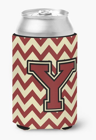 Letter Y Chevron Maroon & Gold Can or Bottle Hugger