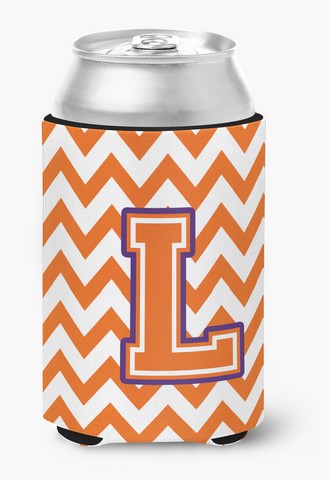 CJ1062-LCC Letter L Chevron Orange & Regalia Can or Bottle Hugger