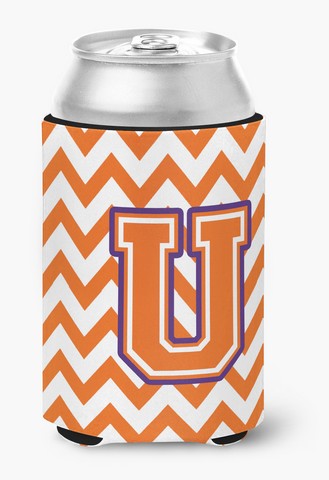 Letter U Chevron Orange & Regalia Can or Bottle Hugger