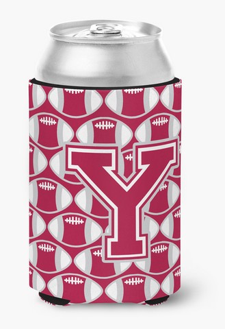 Letter Y Football Crimson, Grey & White Can or Bottle Hugger
