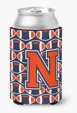 Letter N Football Orange, Blue & White Can or Bottle Hugger