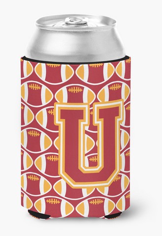 Letter U Football Cardinal & Gold Can or Bottle Hugger