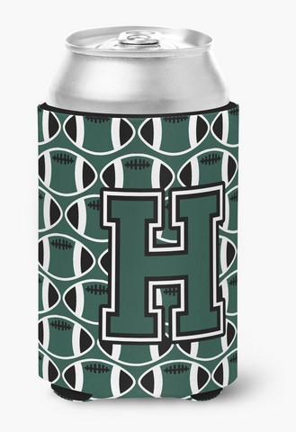 Letter H Football Green & White Can or Bottle Hugger