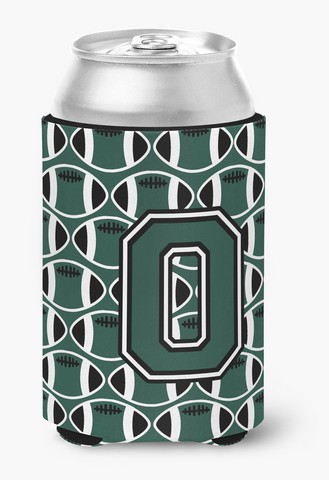 Letter O Football Green & White Can or Bottle Hugger