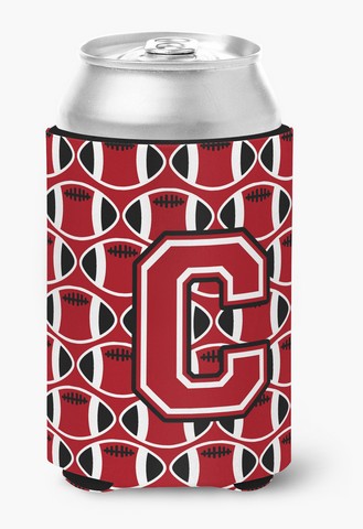 Letter C Football Red, Black & White Can or Bottle Hugger