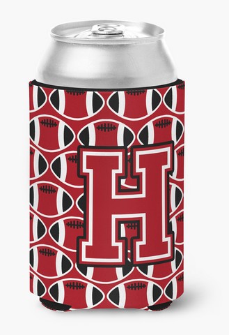 Letter H Football Red, Black & White Can or Bottle Hugger
