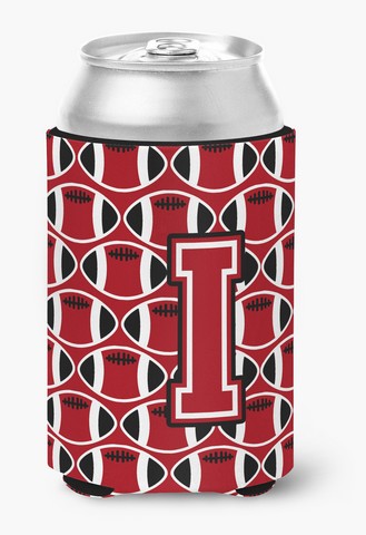 Letter I Football Red, Black & White Can or Bottle Hugger