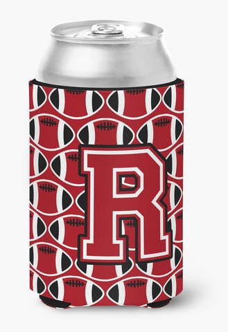 Letter R Football Red, Black & White Can or Bottle Hugger