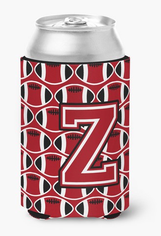 Letter Z Football Red, Black & White Can or Bottle Hugger