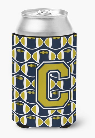 Picture of Carolines Treasures CJ1074-CCC Letter C Football Blue & Gold Can or Bottle Hugger, 0.25 x 4 x 5.5 in.