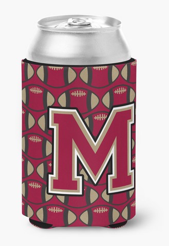Letter M Football Garnet & Gold Can or Bottle Hugger