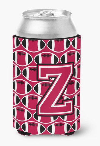 Letter Z Football Crimson & White Can or Bottle Hugger