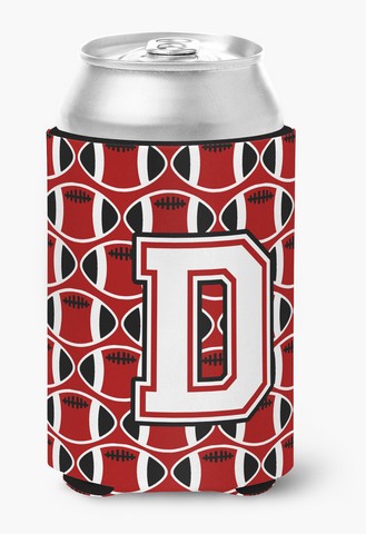 Letter D Football Cardinal & White Can or Bottle Hugger