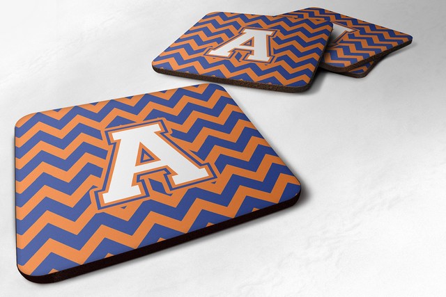 Letter A Chevron Blue & Orange No.3 Foam Coaster