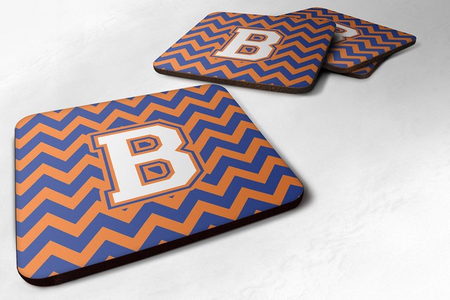 Letter B Chevron Blue & Orange No.3 Foam Coaster