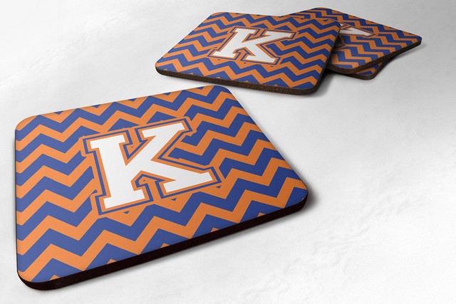 Letter K Chevron Blue & Orange No.3 Foam Coaster