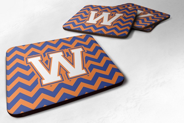 Letter W Chevron Blue & Orange No.3 Foam Coaster