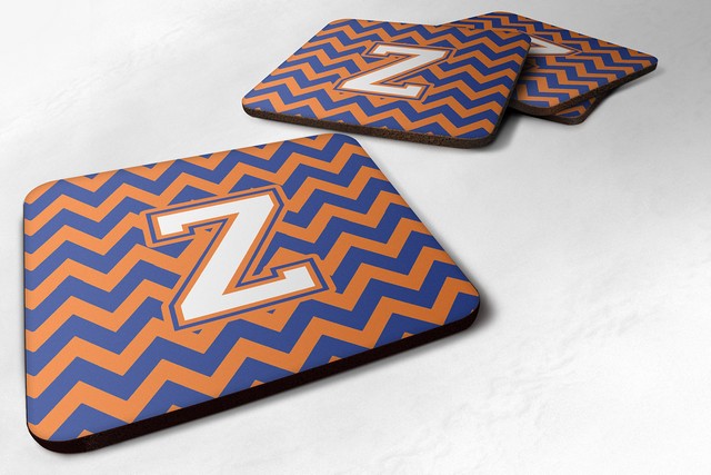 Letter Z Chevron Blue & Orange No.3 Foam Coaster