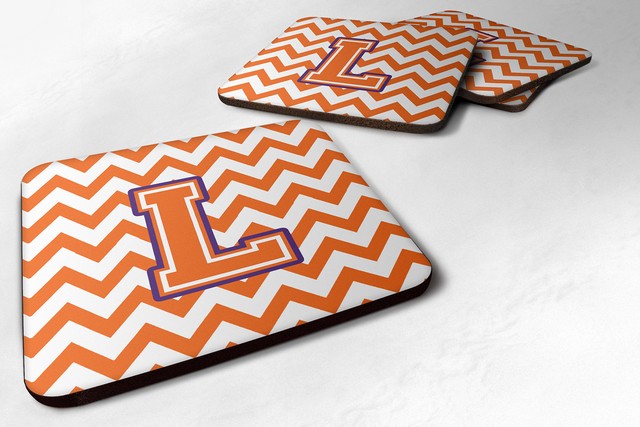 Letter L Chevron Orange & Regalia Foam Coaster