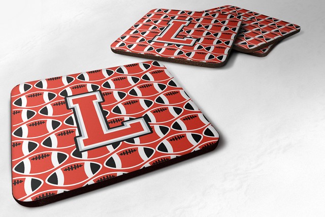 Letter L Football Scarlet & Grey Foam Coaster