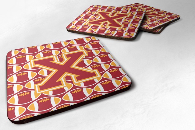 Letter X Football Cardinal & Gold Foam Coaster