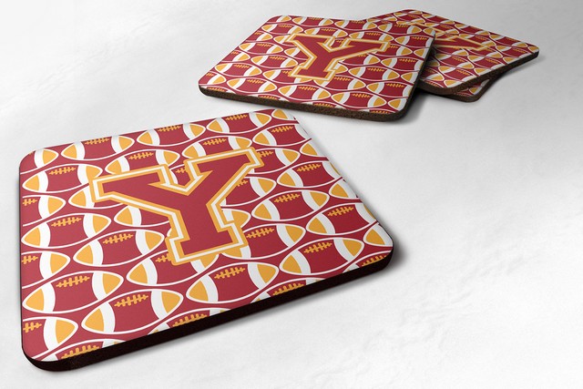 Letter Y Football Cardinal & Gold Foam Coaster